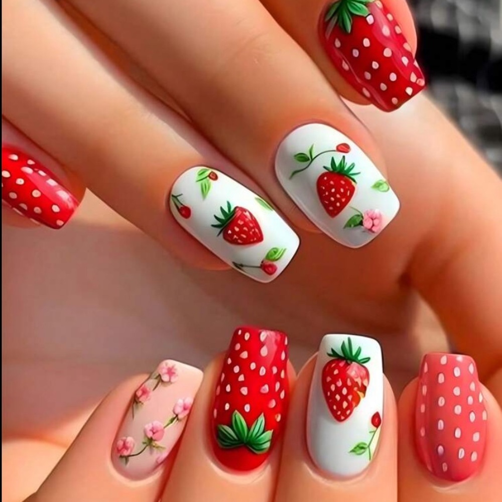 Strawberry Press On Nails